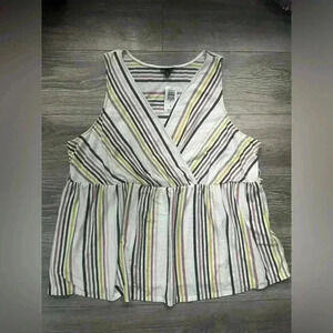 NEW Torrid White Babydoll Faux Wrap Striped Sleeveless Top Size 4